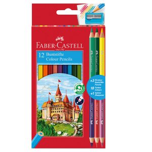 Matita colorata eco Il Castello+3 bicolor - diametro mina 3,00 mm - colori assortiti - Faber Castell - astuccio 12 pezzi