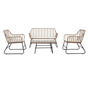 Salotto Cebu - polyrattan naturale - Garden Friend - set 4 elementi