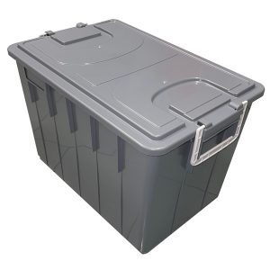 Cassa multiuso - con coperchio e manici - 58 x 38 x 38 cm - 60 L - PP - grigio scuro/grigio chiaro - Mobil Plastic