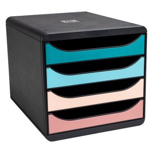 Cassettiera Big Box Skandi - 4 cassetti - 34,7 x 27,8 x 26,7 cm - multicolore - Exacompta