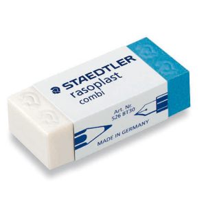 Gomma Combi Rasoplast - 43 x19 x13 mm -  bianca e blu - Staedtler - conf. 30 pezzi