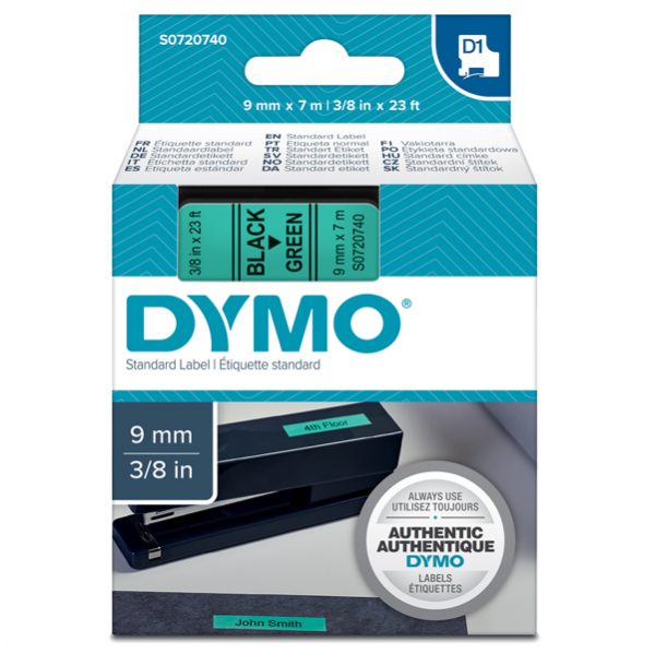 Nastro D1 409190 - 9 mm x 7 mt - nero/verde - Dymo