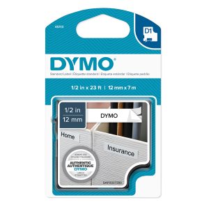 Nastro D1 450130 - 12 mm x 7 mt - nero/bianco - Dymo