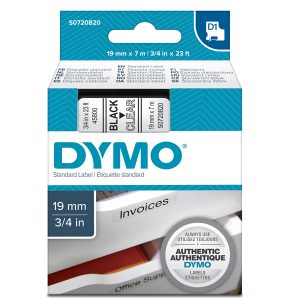 Nastro D1 458000 - 19 mm x 7 mt - nero/trasparente - Dymo