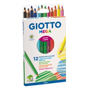 Pastelli colorati Mega - esagonale - mina 5,5 mm  - Giotto - conf. 12 pezzi