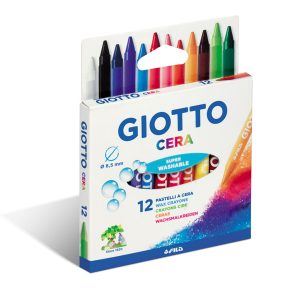 Pastelli a cera - lunghezza 90 mm - diametro 8,50 mm - colori assortiti - Giotto - conf. 12 pezzi
