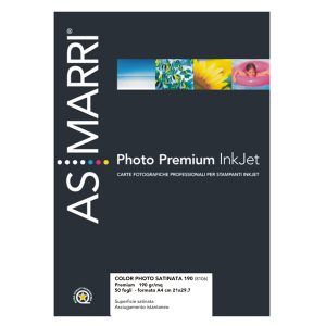 Carta fotografica - per inkjet - A4 - 190 gr - 50 fogli - effetto satinata - bianco - As Marri