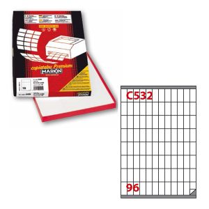 Etichette adesive C/532 - in carta - permanenti - 16,3 x 35,4 mm - 96 et/fg - 100 fogli - bianco - Markin