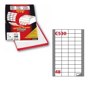 Etichette adesive C/530 - in carta - permanenti - 48 x 25 mm - 48 et/fg - 100 fogli - bianco - Markin