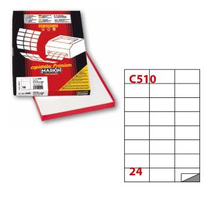 Etichette adesive C/510 - in carta - permanenti - 70 x 37,12 mm - 24 et/fg - 100 fogli - bianco - Markin