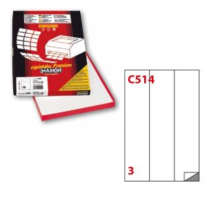 Etichette adesive C/514 - in carta - permanenti - 70 x 297 mm - 3 et/fg - 100 fogli - bianco - Markin