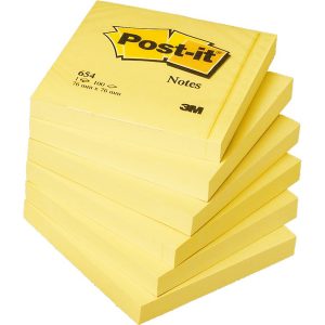 Blocco foglietti - 654 - 76 x 76 mm - giallo Canary - 100 fogli - Post it