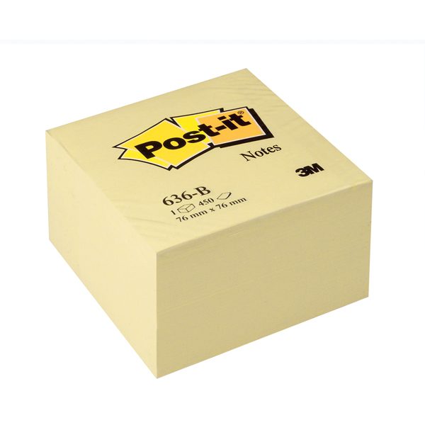 Blocco foglietti Cubo - 636-B - 76 x 76 mm - giallo Canary - 450 fogli - Post it