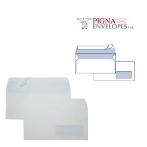 Busta SILVER90 STRIP FSC  - bianca - internografata - con finestra - 110 x 230 mm - 90 gr - Pigna - conf. 25 pezzi