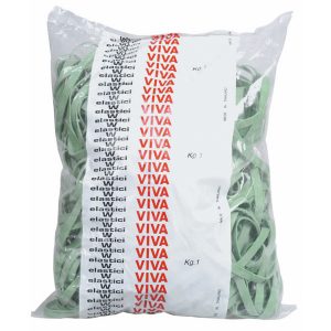 Elastici fettuccia - diametro 10 x 0,8 cm - gomma - 1 kg - verde - Viva