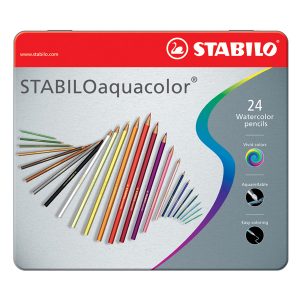 Pastello Aquacolor 1624 - tratto 2,80 mm - colori assortiti - Stabilo - astuccio 24 pezzi