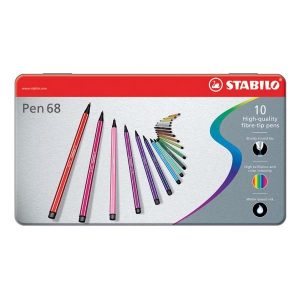 Pennarelli Pen 68 - colori assortiti - Stabilo - scatola in metallo 10 pezzi