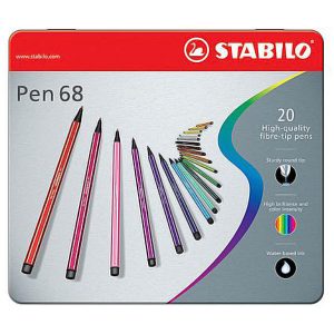Pennarelli Pen 68 - colori assortiti - Stabilo - scatola in metallo 20 pezzi