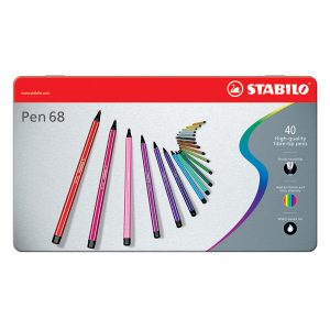 Pennarelli Pen 68 - colori assortii - Stabilo - scatola in metallo 40 pezzi