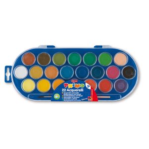 Pastiglie Acquerelli - D 30mm - colori assortiti - Primo - astuccio da 22 pastiglie