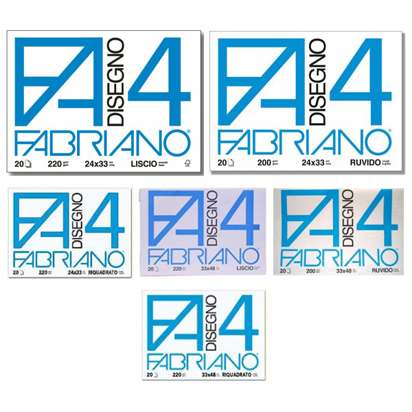 Album da Disegno Fabriano F2 Blocchi Fabriano 24x33cm RUVIDO 110 gr. 20 fg.