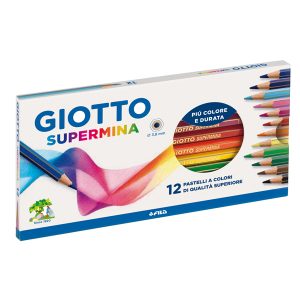 Pastello Supermina - mina 3,8 mm - colori assortiti - Giotto - astuccio 12 pezzi