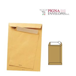 Busta a sacco Multi Strip - strip adesivo - 30 x 40 cm - 100 gr - carta riciclata FSC  - avana - Pigna - conf. 500 pezzi
