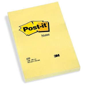 Blocco foglietti - 659 - 102 x 152 mm - giallo Canary - 100 fogli - Post it