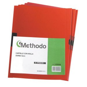 Cartellina con molla Spring File - PPL - 22x31 cm - dorso 5 mm - rosso - Methodo