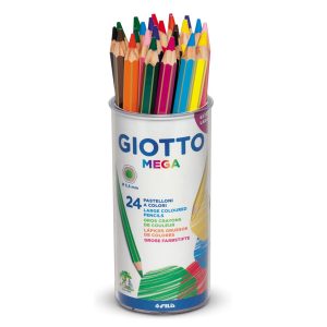 Pastelli colorati Mega - esagonale - diametro mina 5,5 mm - colori assortiti - Giotto - conf. 24 pezzi