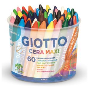 Pastelli cera maxi - lunghezza 100mm D11,50mm - Giotto - barattolo 60 pastelli