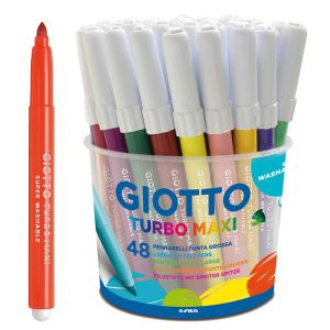 Pennarelli Turbomaxi - punta D5mm - colori assortiti - Giotto - barattolo 48 pezzi