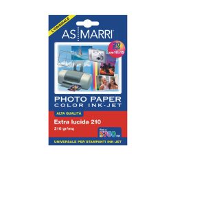 Carta fotografica - per inkjet - A6 - 210 gr - 20 fogli - effetto extra lucido - bianco - As Marri