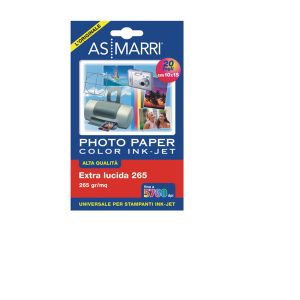 Carta fotografica - inkjet - A6 - 265 gr - 20 fogli - effetto extra lucido - bianco - As Marri