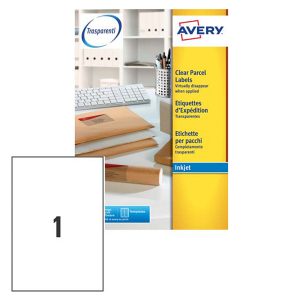 Etichette adesive J8567 - in poliestere - inkjet - permanenti - 210 x 297 mm - 1 et/fg - 25 fogli - trasparente - Avery