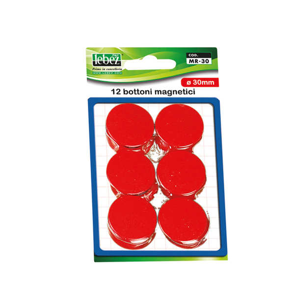 Bottoni magnetici tondi - diametro 4 cm - colori assortiti - Lebez -  barattolo da 10 pezzi - Tecnoffice