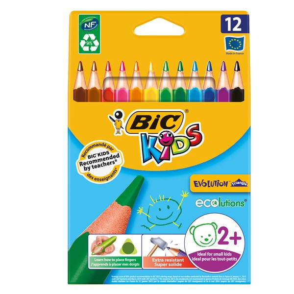 Matite colorate Kids Evolution - colori assortiti - Bic - astuccio 12 pezzi  - Tecnoffice