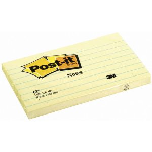 Blocco foglietti - 635 - a righe - 76 x 127 mm - giallo Canary - 100 fogli - Post it