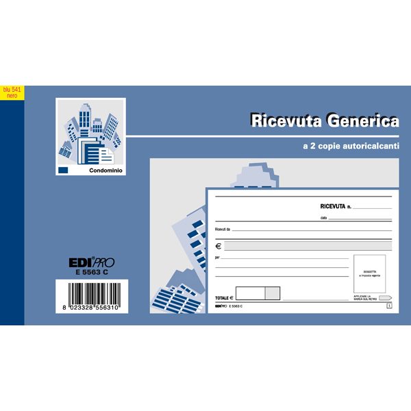 Blocco ricevute generiche - 50 fogli 2 copie autoricaricanti - 9,9 x 17cm -  50 fogli - Edipro - Tecnoffice