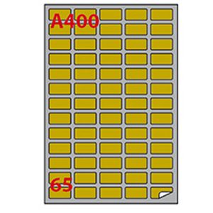 Etichette adesive A/400 - in carta - angoli arrotondati - laser - permanenti - 38,1 x 21,2 mm - 65 et/fg - 100 fogli - oro - Markin