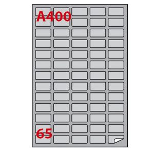 Etichette adesive A/400 - in carta - angoli arrotondati - laser - permanenti - 38,1 x 21,2 mm - 65 et/fg - 100 fogli - argento - Markin
