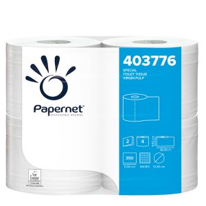 Carta igienica - 2 veli - 16,5 gr - diametro 12,4 cm - 9,5 cm x 38,5 mt - 350 strappi - Papernet - pacco 4 rotoli