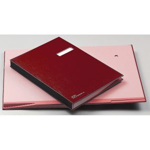 Libro firma - 18 intercalari - con porta etichette - 24x34 cm - rosso - Fraschini