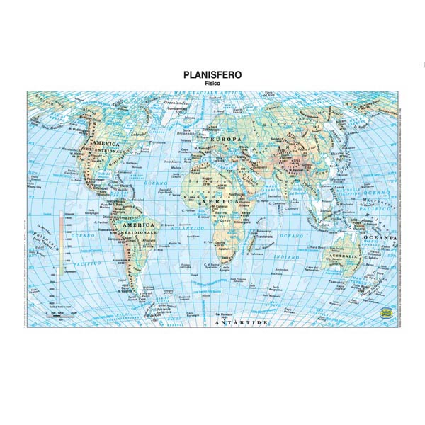 Carta geografica Mondo - scolastica - plastificata - 29,7 x 42 cm -  Belletti - Tecnoffice