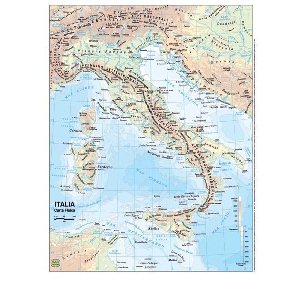 Carta geografica Italia - scolastica - plastificata - 29,7 x 42 cm -  Belletti - Tecnoffice