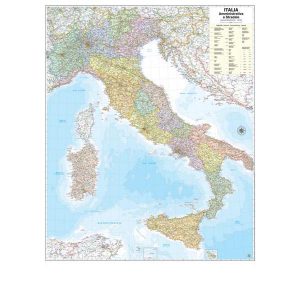 Carta geografica Italia amministrativa e stradale - murale - 97 x 122 cm - Belletti