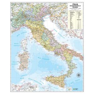 Carta geografica Italia amministrativa e stradale - murale - 67 x 85 cm - Belletti