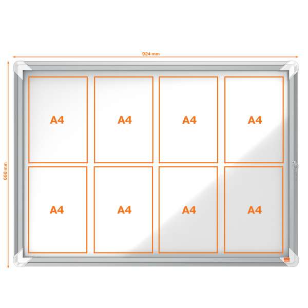 Magnetoplan 1215300 Bacheca Interna SP 12xA4 Con Vetro E Lavagna Magnetica