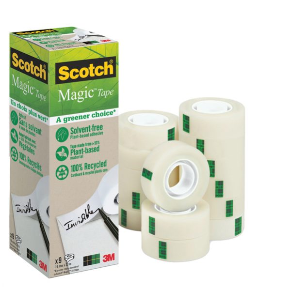 Nastro adesivo Magic 900 - green - 1,9 cm x 33 m - trasparente - Scotch - Value Pack 9 rotoli