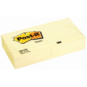 Blocco foglietti - 630-6PK - a righe - 76 x 76 mm - giallo Canary - 100 fogli - Post it